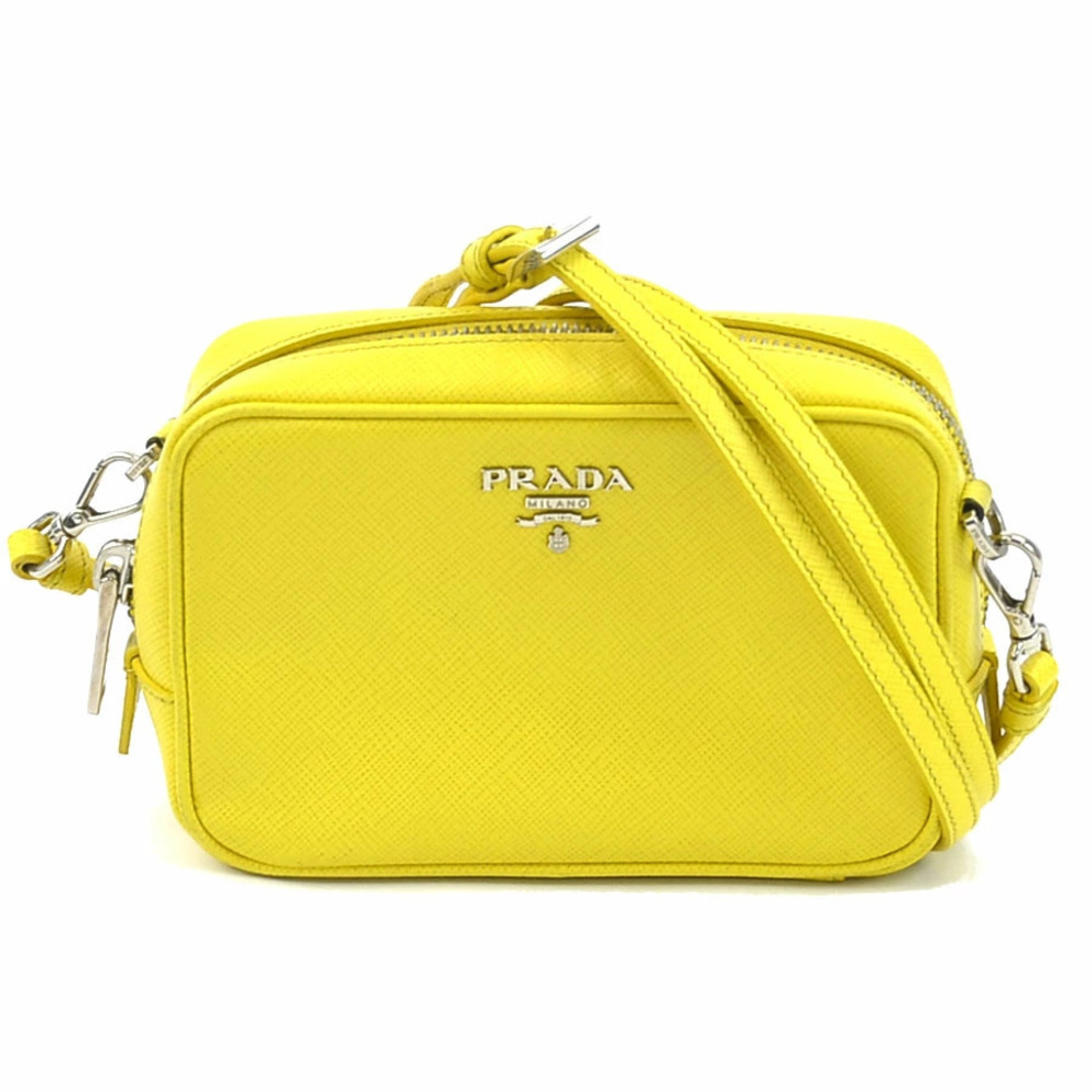 Prada Saffiano leather camera bag Yellow